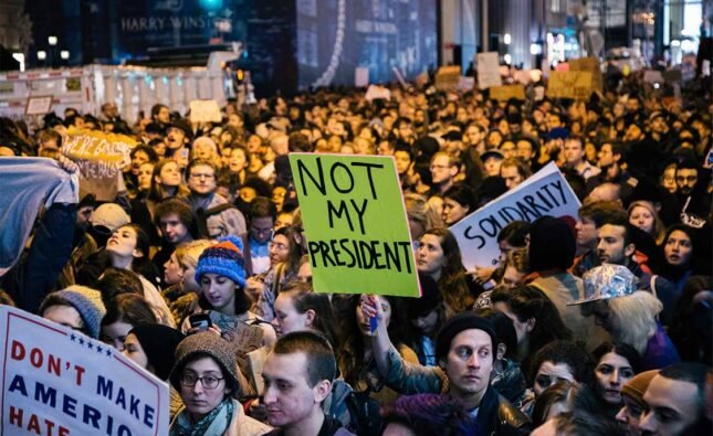 Street protesters reject Trump’s agenda.